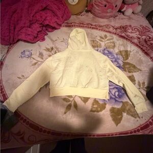 Cropped Hooded Sweatshirt in Light Yellow